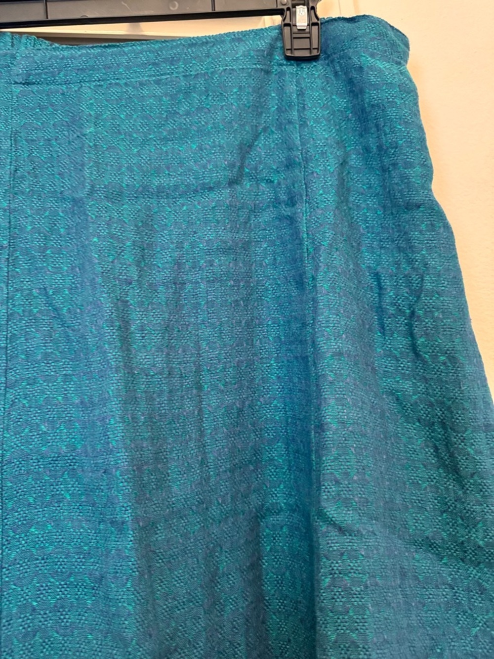 FLAX Linen A-Line Skirt Large Peacock Teal Blue Lagenlook Elastic Waist Woven - Picture 2 of 8